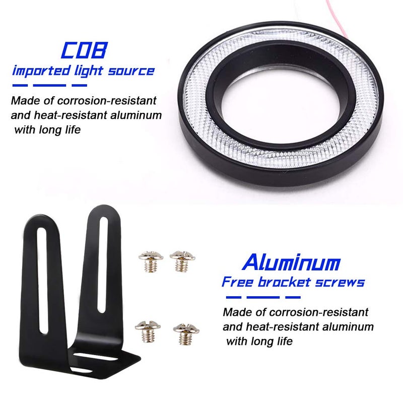 KaiDengZhe 2PCS Super Bright 3" Projector Universal LED Fog Light 12V 10W Blue COB Halo Angel Eye Rings For Moto Headlight Car Daytime Running Light DRL Driving Light Fog Light Bulb - Image 4
